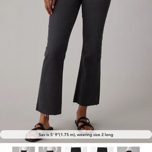 American Eagle High Waisted Kick Cropped Jean Stylish Black Flared Jeans